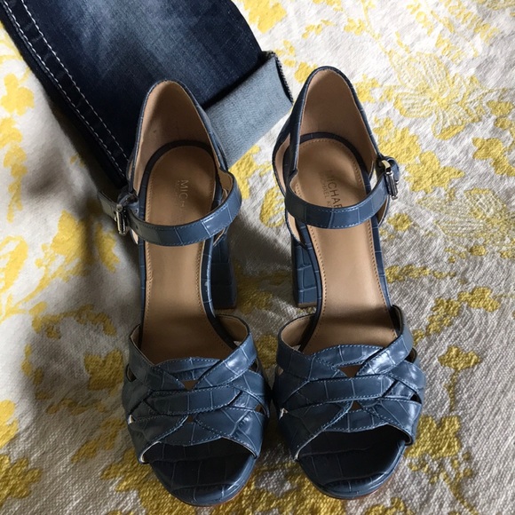 Michael Kors , blue croc leather platform shoes! - Picture 1 of 4
